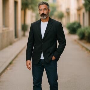 Luciano Barbera 40R 2pc Black Suit Made in Italy 32w Pants